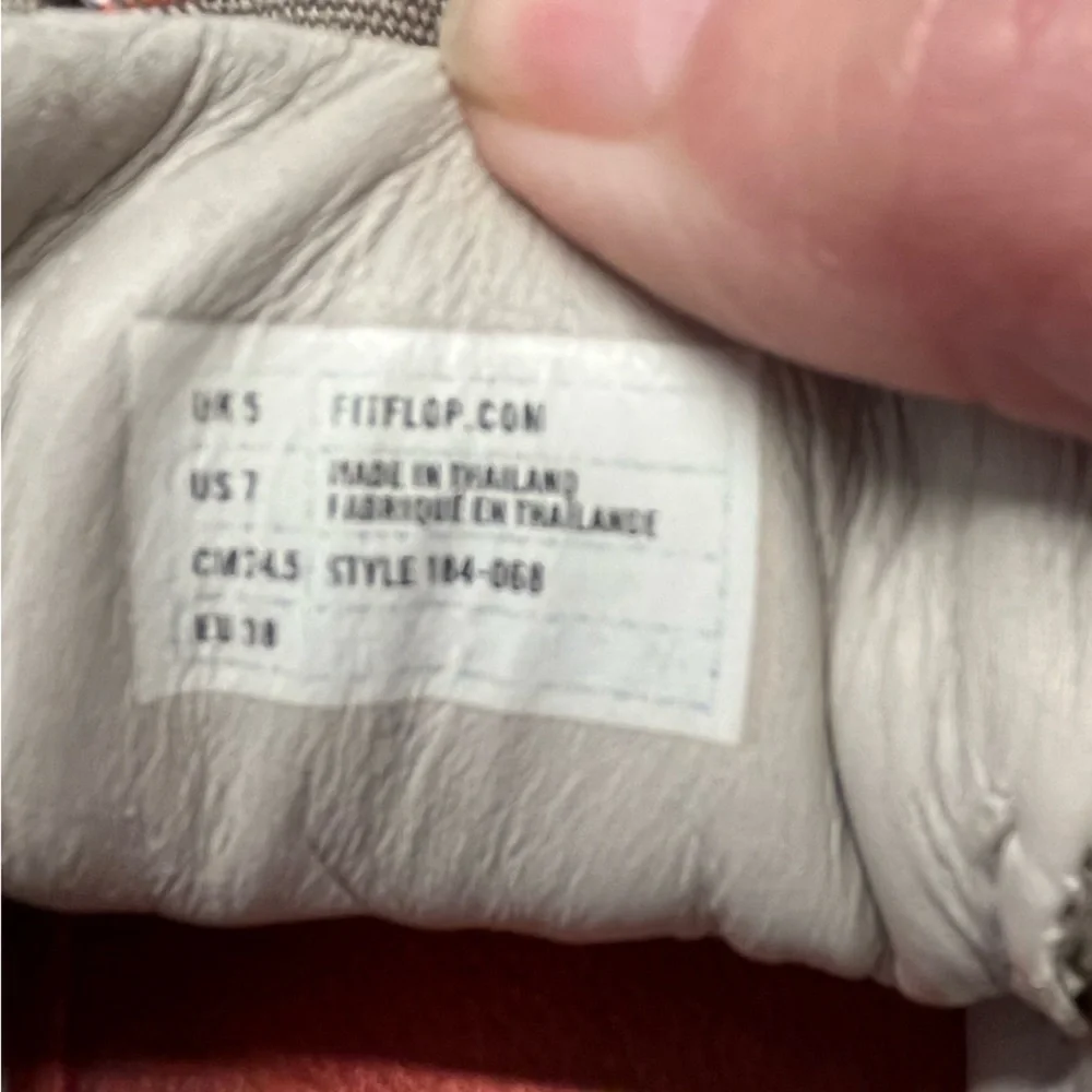 Fitflop Sneakers Tan Canvas with Red soles and Red/white stripe Laces size 7